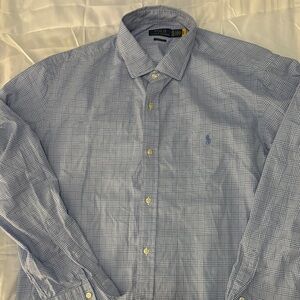 Polo by Ralph Lauren Light Blue Windowpane Button-Down Dress Shirt